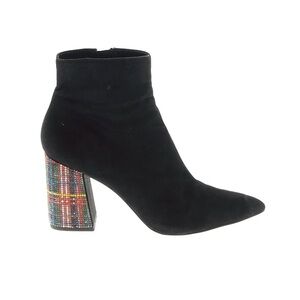 Betsey Johnson Black Ankle Boots with Rhinestone Heel.